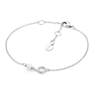 Bratara argint cu perla naturala alba si cerc cu pietre DiAmanti SK22244B_W-G (Argint 925‰ 1,4 g.)